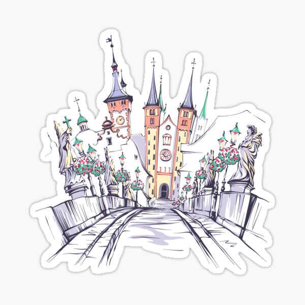 Item preview, Alte Mainbrucke, Old Main Bridge, with statues of saints in Wurzburg,  Germany designed and sold by kavalenkavart.