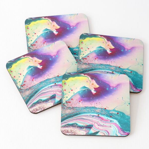 Acrylic Pour Art “Constellation Contrast” Coasters (Set of 4)