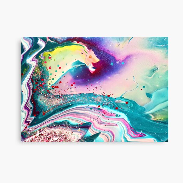Acrylic Paint Pour “Glitter Bomb” Canvas Print for Sale by MoCraftsCo