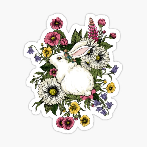 Item preview, Rabbit in Flowers designed and sold by beesants.