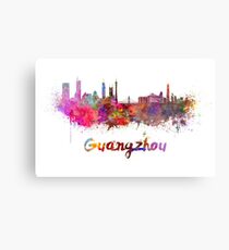 Guangzhou skyline in watercolor Metal Print