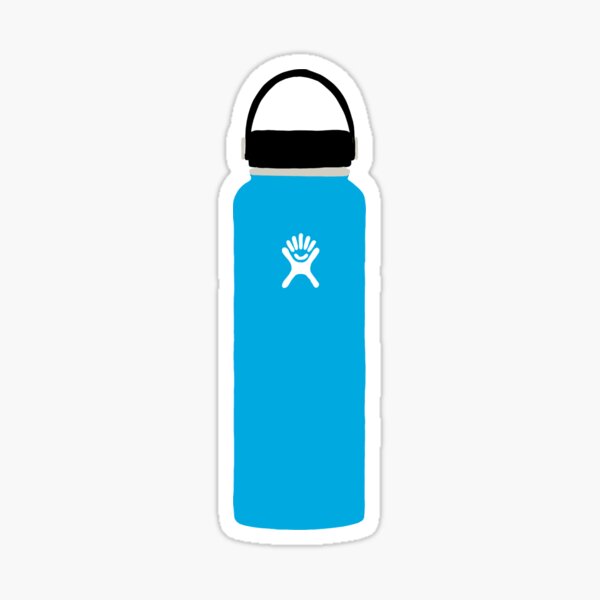 blue hydroflask with stickers