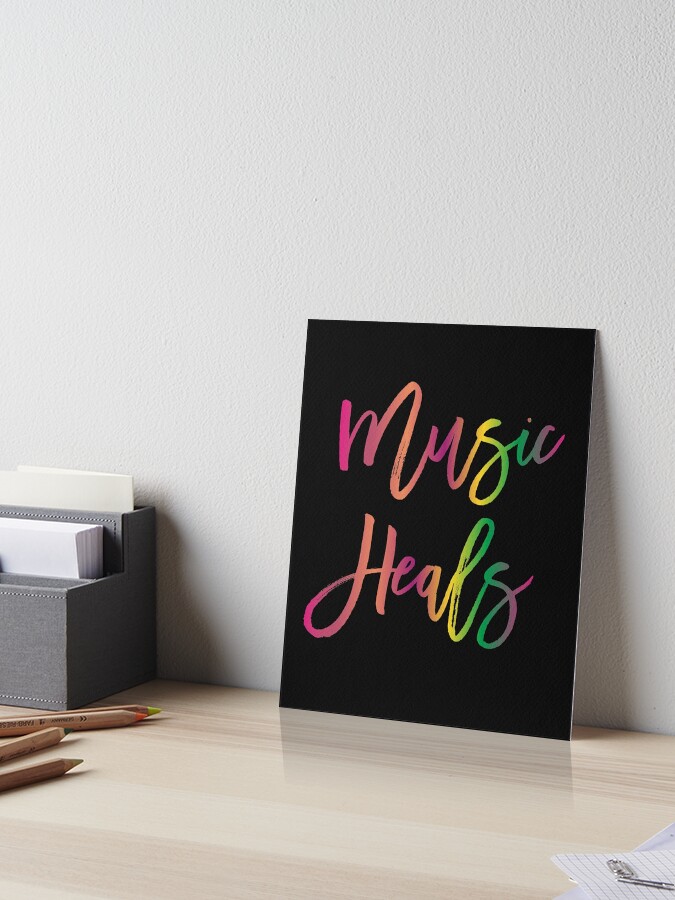 Music Lovers Quote Music Heals Ombre Rainbow Positive Inspirational Saying Art Board Print By Studio28 Redbubble
