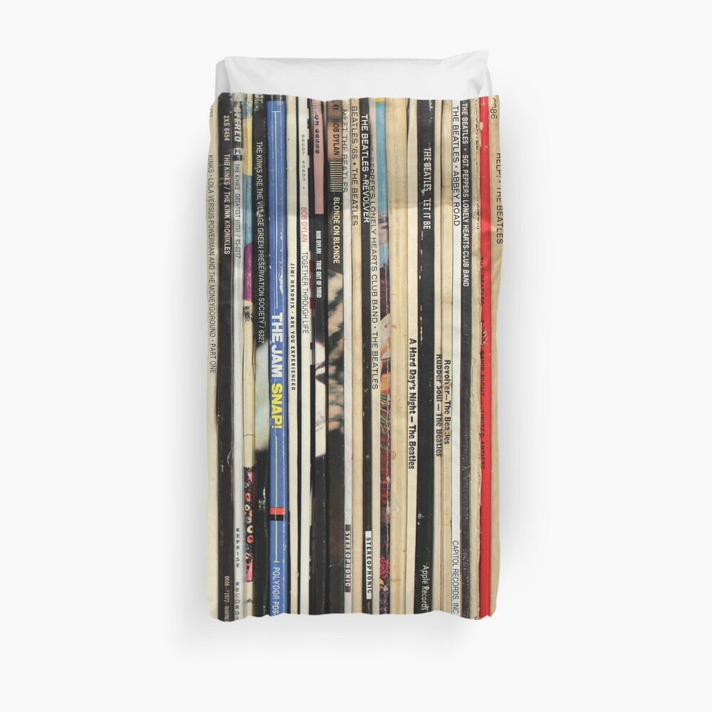Classic Rock Vinyl Records Duvet Cover