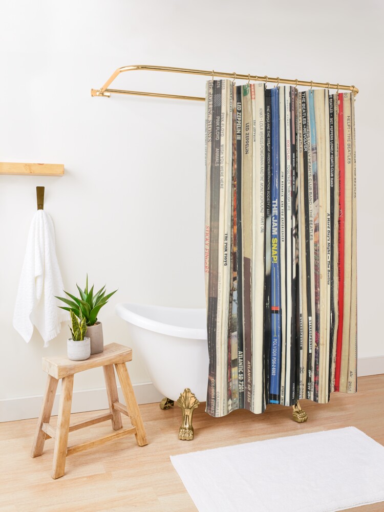 Alternate view of Classic Rock Vinyl Records Shower Curtain