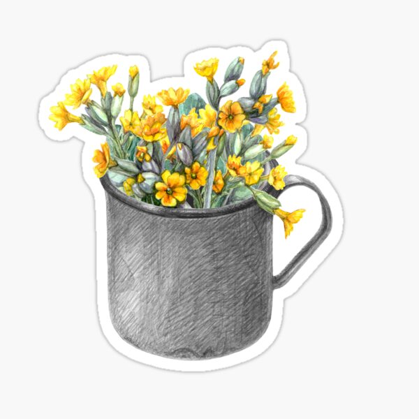 Mug with primulas Sticker