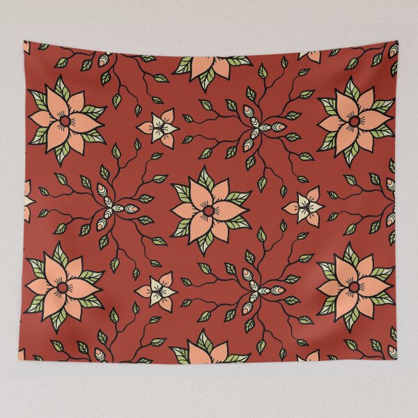 Item preview, Floral Pattern in crimson-orange colours designed and sold by Julia Rudens.