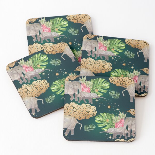 Item preview, Elephants Mom and Baby in the Jungle - Jungle Green designed and sold by Breece.