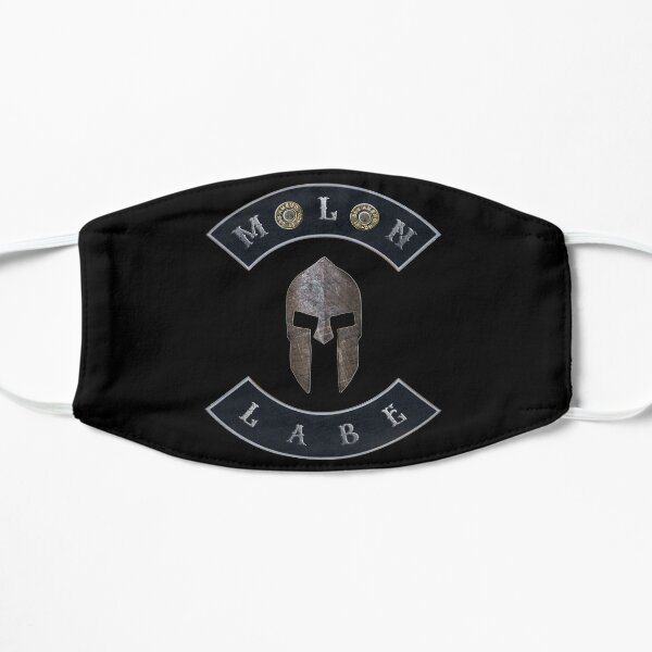 Molon Labe in Rockers with Spartan Helmet Black Background Mask