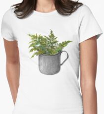 Mug with fern leaves Women's Fitted T-Shirt