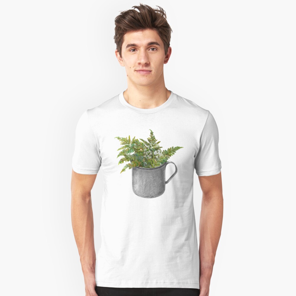 Mug with fern leaves Slim Fit T-Shirt