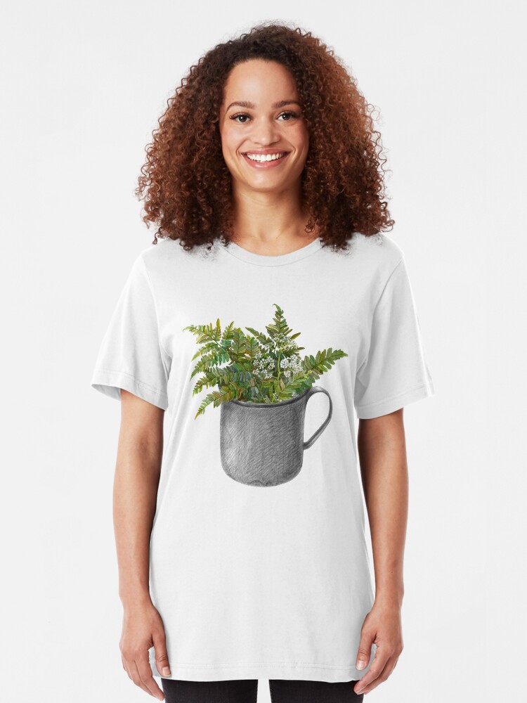 Alternate view of Mug with fern leaves Slim Fit T-Shirt