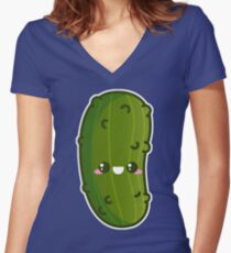 Kawaii Pickle Women's Fitted V-Neck T-Shirt