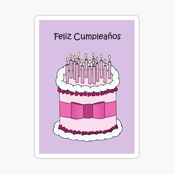 Sticker Joyeux Anniversaire Tante En Gateau Espagnol Et Bougies Par Katetaylor Redbubble