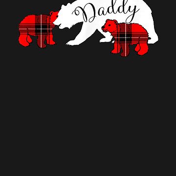 Daddy Bear Two 2 Cubs T-shirt Red Plaid Dad Fathers Day Gift Raglan  Baseball Tee