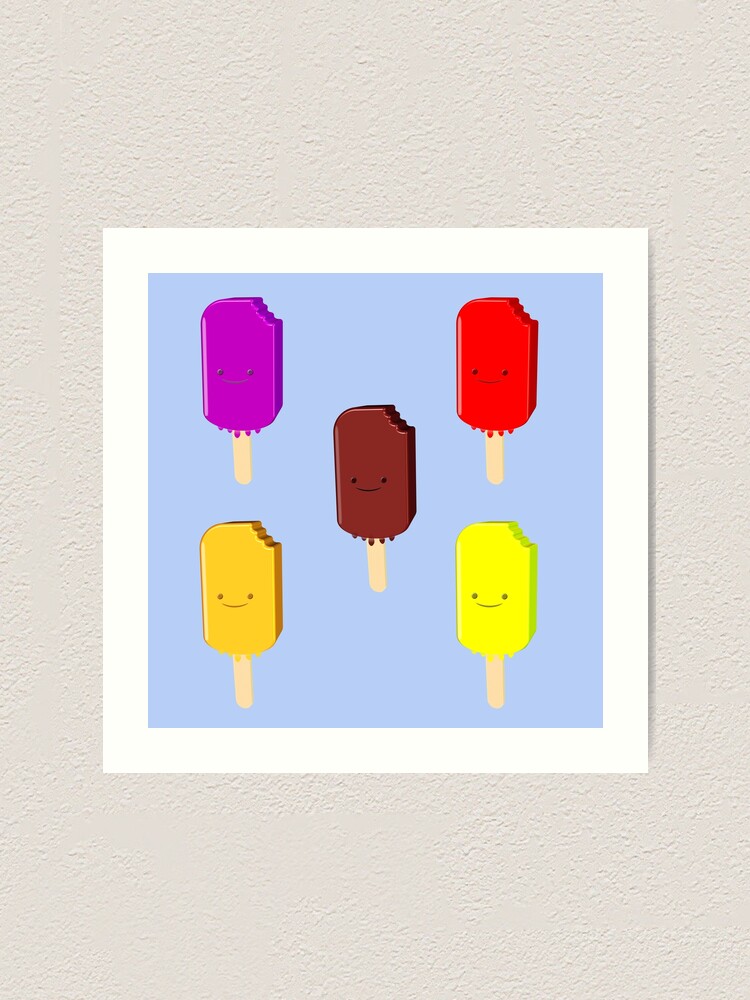 "Fruit Ice Pops And Chocolate Ice Cream Bar" Art Print for Sale by