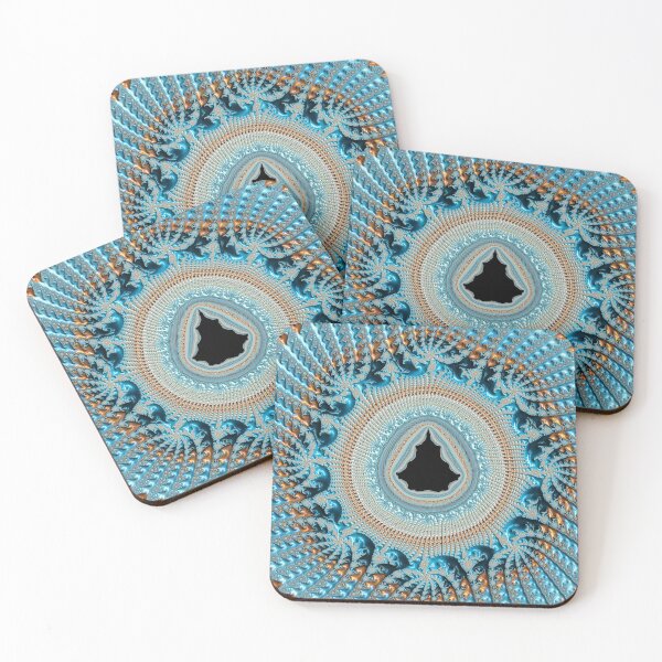 Item preview, Fractal Art Crochet Style Aqua Gold designed and sold by mhfoto.