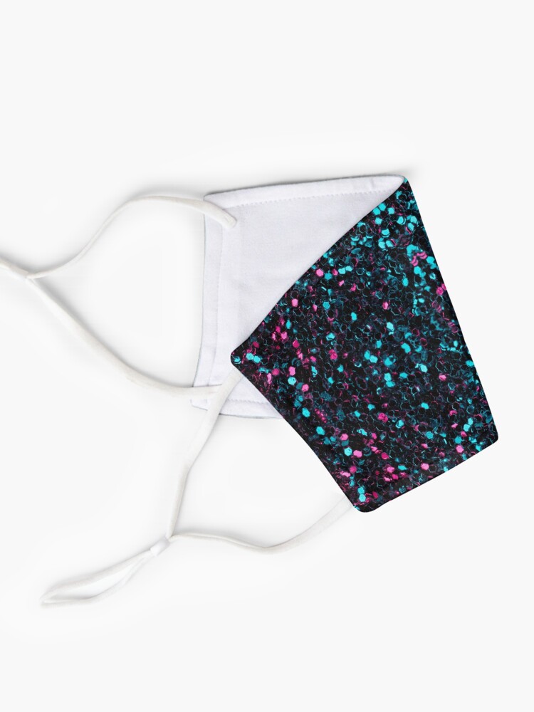 Alternate view of Sparkly pink blue mosaic glitter sparkles Mandala Mask