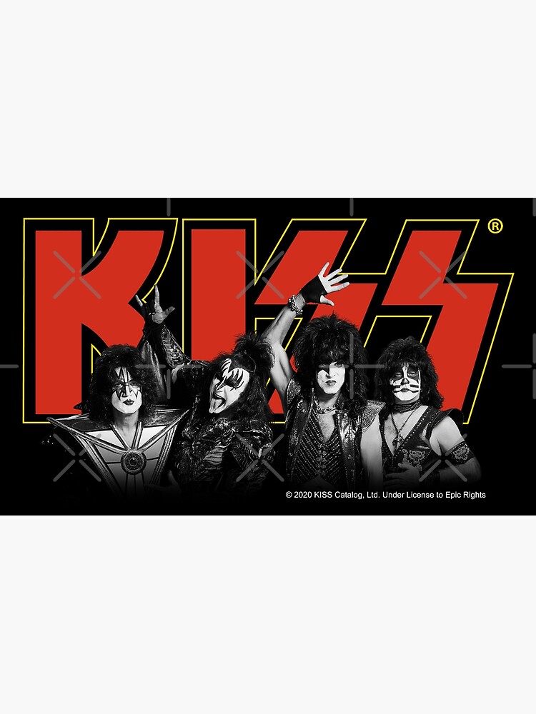 Discover Kiss Band All Members - Red and Yellow Premium Matte Vertical Poster