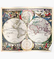 1685 Bormeester Map of the World Geographicus TerrarumOrbis bormeester 1685 Poster