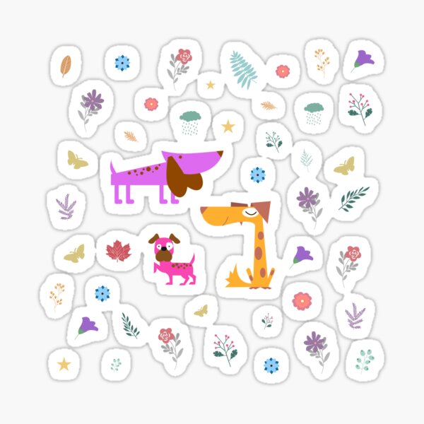 Dogs Are Awesome White Floral Pattern Sticker