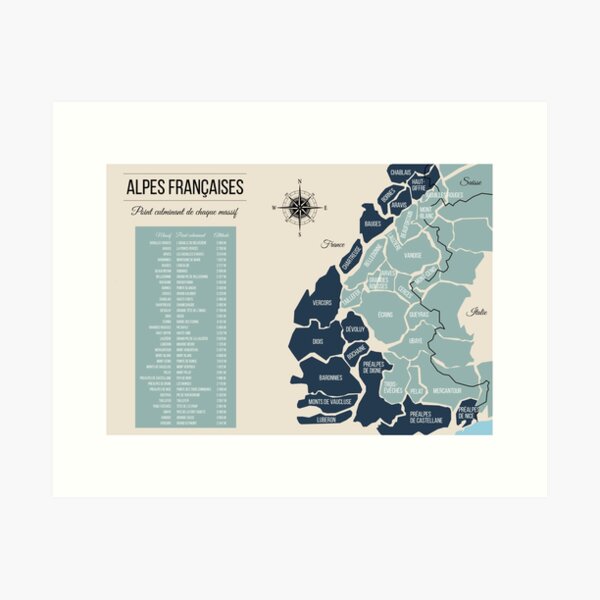 Item preview, Map of the French Alps designed and sold by Lesdirtbags.