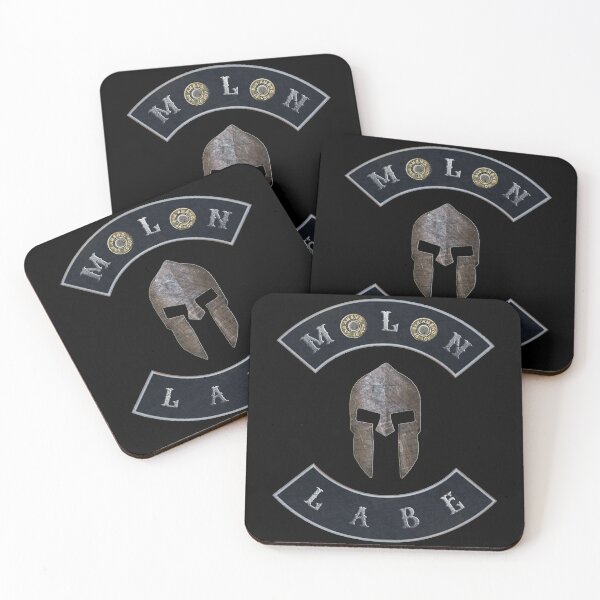 Item preview, Molon Labe in Rockers with Spartan Helmet Black Background designed and sold by MadBadDangerous.