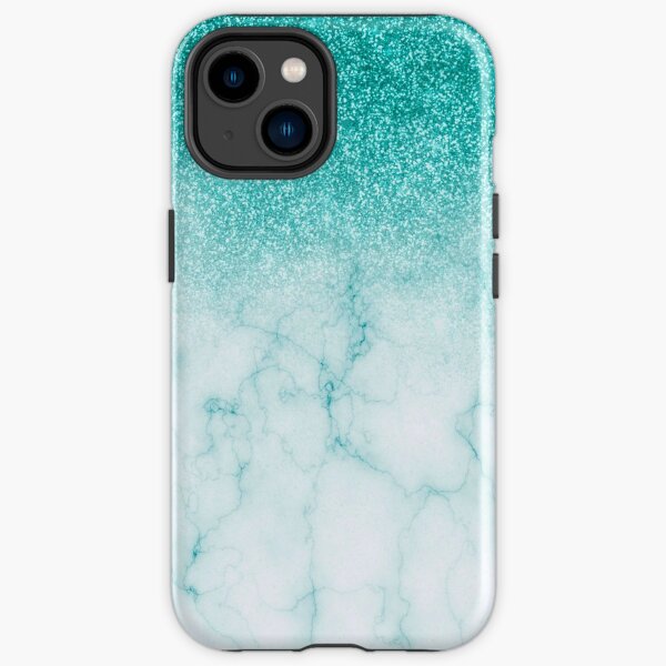 Robin's Egg Blue Silver Glitter Marble Ombre iPhone Tough Case