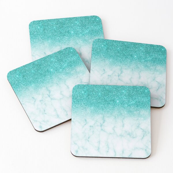 Item preview, Robin's Egg Blue Silver Glitter Marble Ombre designed and sold by ColorFlowArt.
