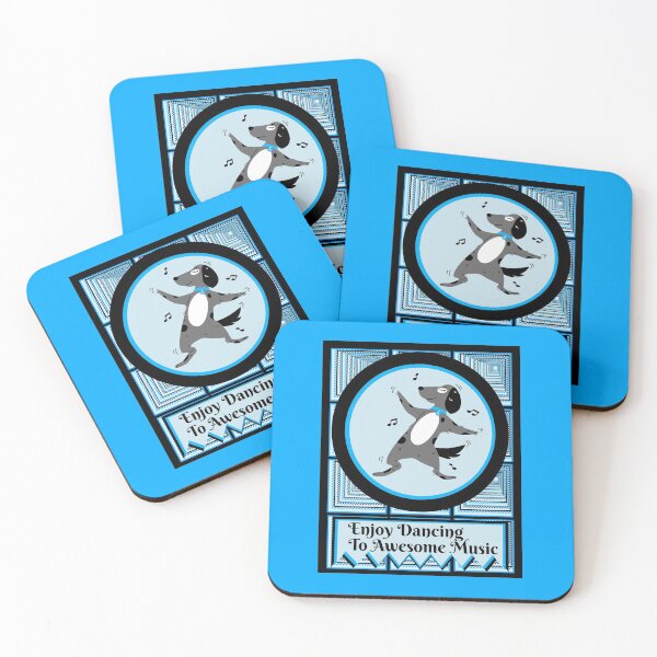 Item preview, Dog enjoying dancing to awesome music in a blue circle surrounded by square tunnels designed and sold by AnnaBBS.
