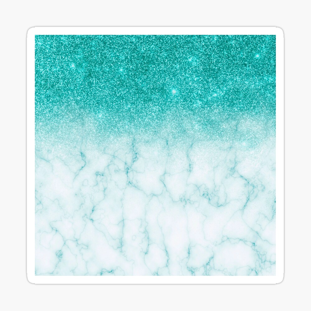 Robin's Egg Blue Silver Glitter Marble Ombre