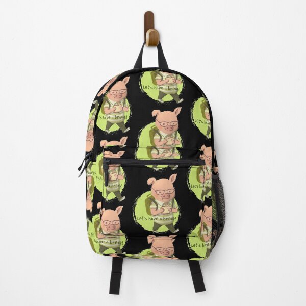 Item preview, Funny Pig wearing Glasses Going Back to School with his lunch box and bag designed and sold by EvaWolf.