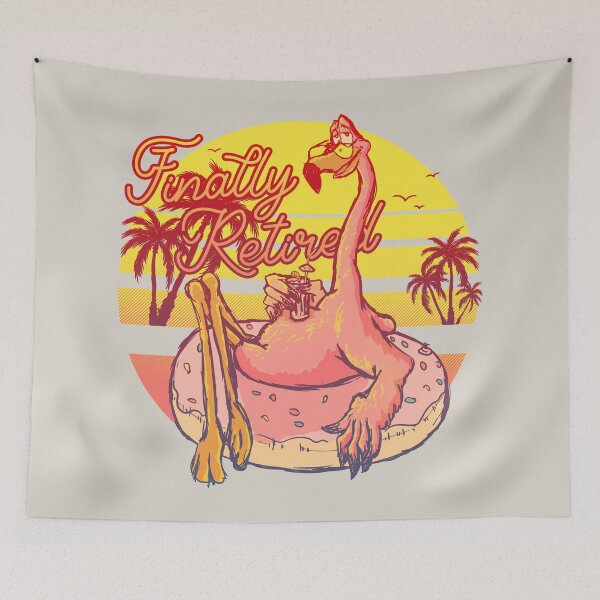 Item preview, Finally Retired - Flamingo Laying on an Inflatable Donut Ride On Swimming Pool Float Funny Humour Chill Chilling Chillin | Pool , Reusable Facemask | Original Art Pillowcase | Pet Disneyfication designed and sold by Any Color Designs.
