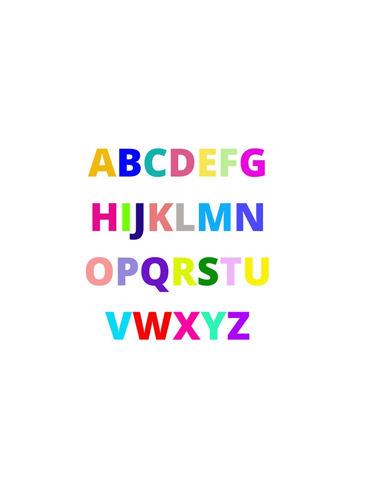 rainbow alphabet kids t shirt by arielapparels redbubble