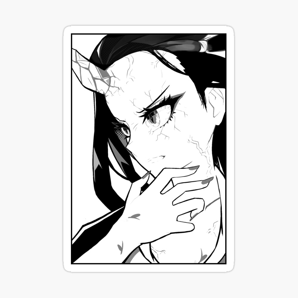 Nezuko Demon Slayer Kawaii Design Black And White Poster By Med00 Redbubble