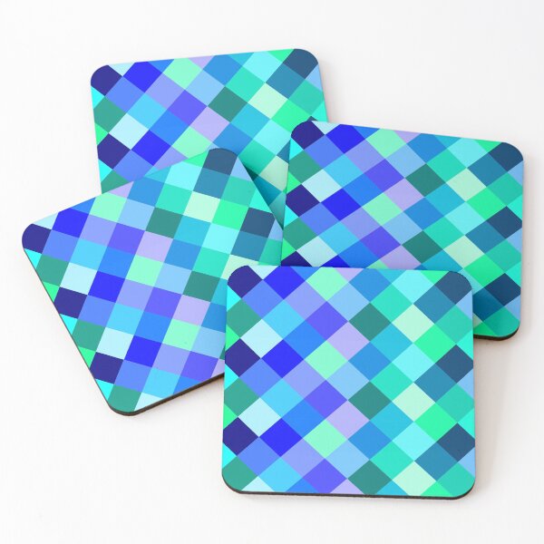 Item preview, Squares pattern blue and turquoise designed and sold by ChrissiCreation.