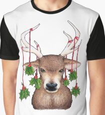 Stag with Holly Graphic T-Shirt