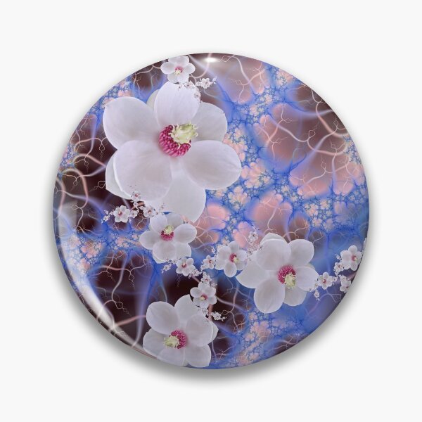 Magnolia Storm - Pink Purple Blue Flower Fractal Pin
