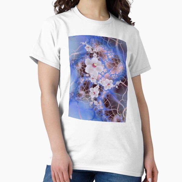 Magnolia Storm - Pink Purple Blue Flower Fractal Classic T-Shirt
