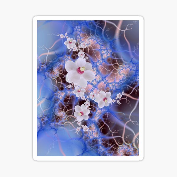 Magnolia Storm - Pink Purple Blue Flower Fractal Sticker