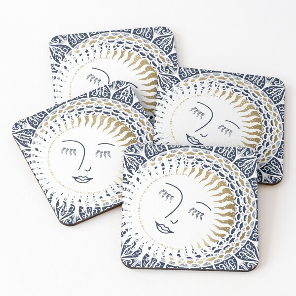 Item preview, Moon Art, Navy Blue and Gold, Moon and Stars Art designed and sold by meggydesigns.