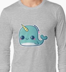 Kawaii blaues Narwal Langarmshirt