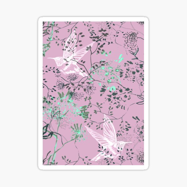 Pink Floral Hummingbird  Sticker