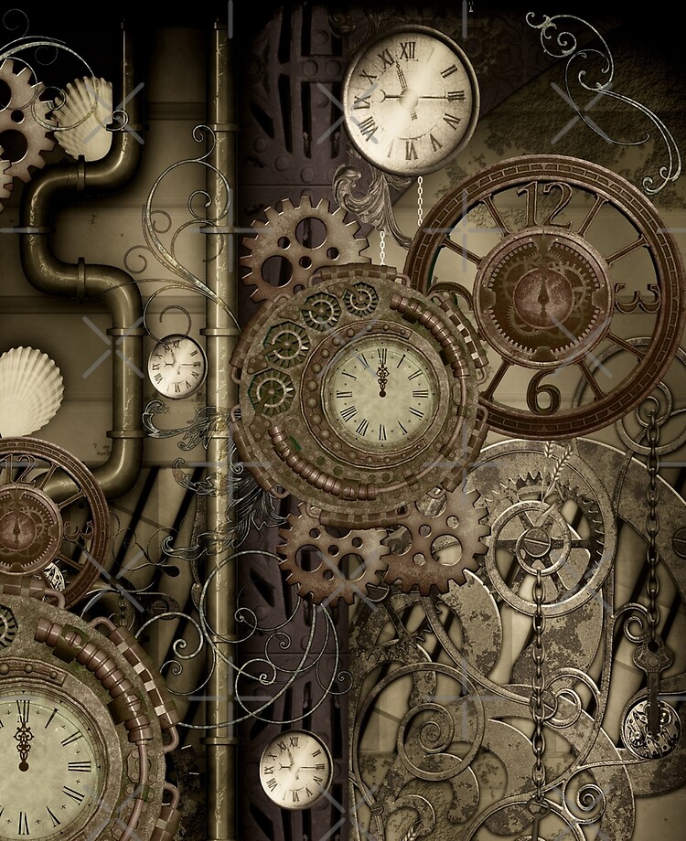 Clock with Gears ( Steampunk Clock ) iPad Case & Skin for Sale by