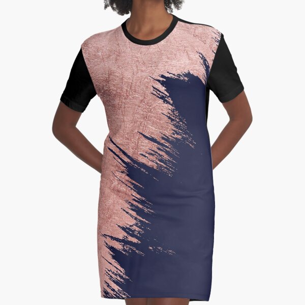 navy blue and rose gold dress