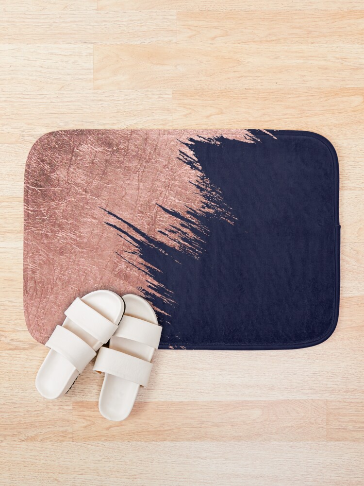 Uphome Boho Abstract Bathroom Rugs Blue Plant Non-Slip Bath Mat