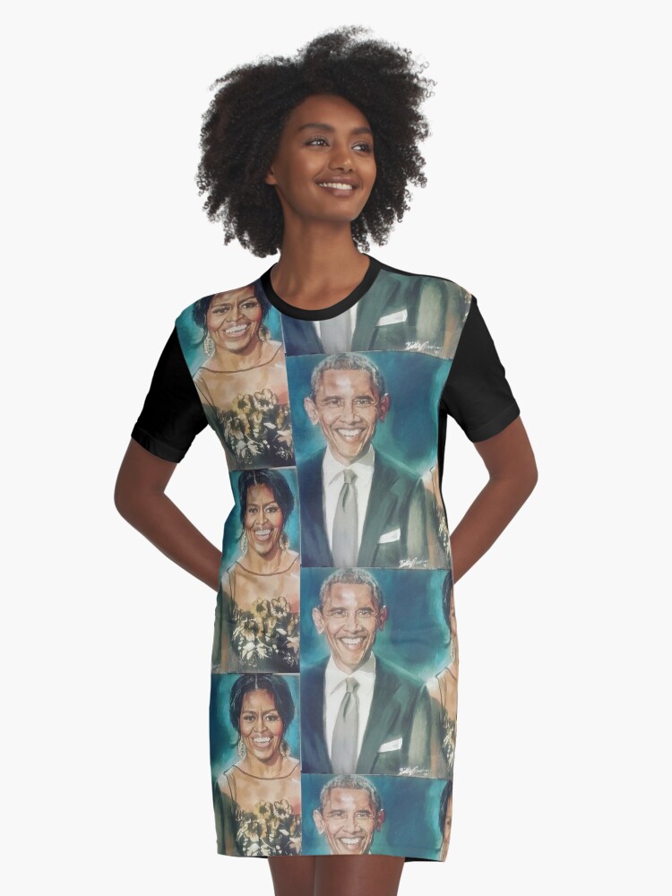 Barack and Michelle Obama Graphic T Shirt Dress