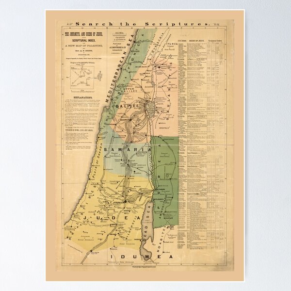 Item preview, The Journeys and Deeds of Jesus Map (1881) designed and sold by allhistory.