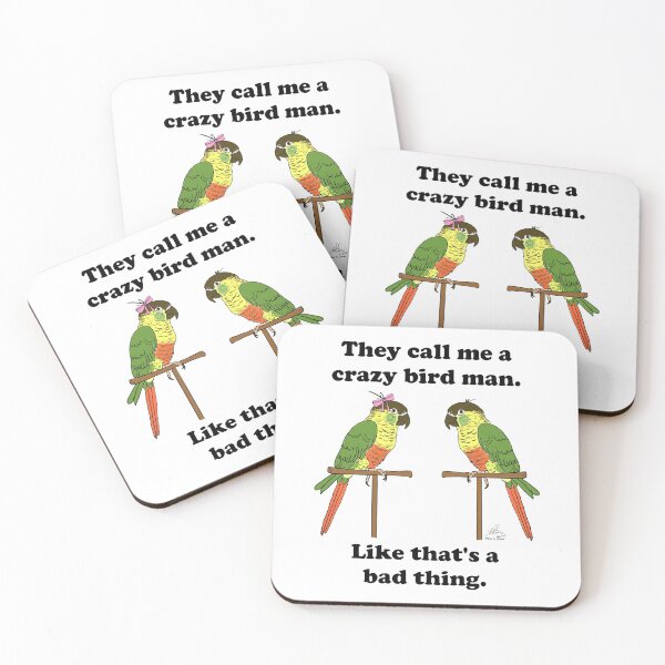 Item preview, Crazy Bird Man with Green Cheeked Conures designed and sold by Laughing Parrot Studio.