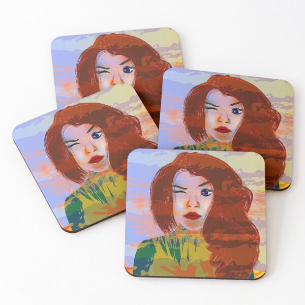 Item preview, Winking girl with brown long hair designed and sold by Salma Ismail.